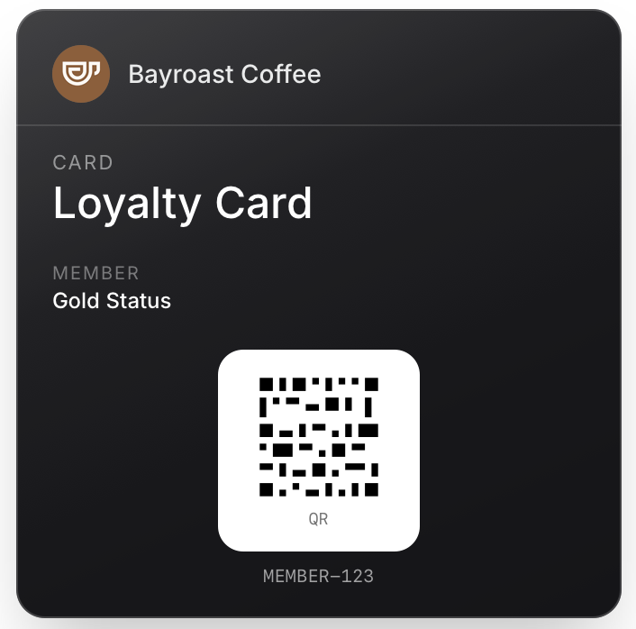 A Google Wallet loyalty pass rendered on Android