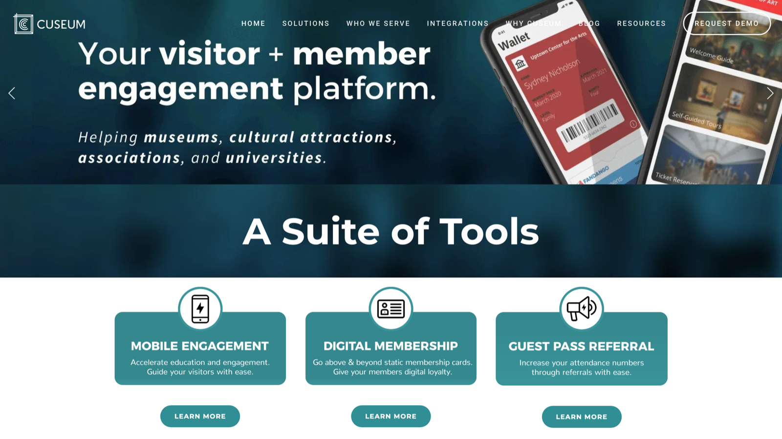 Cuseum homepage screenshot
